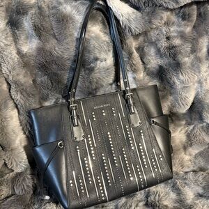Michael Kors Black Tote with Silver Studs